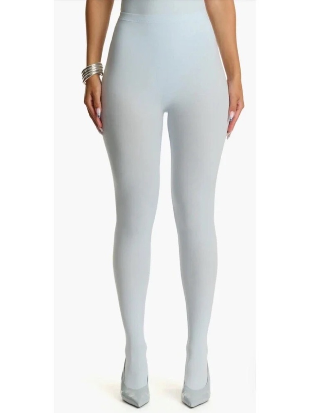 Naked Wardrobe Closed Toe Leggings Soft Blue XS